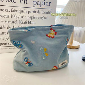 Pochette de voyage vintage en toile avec fermeture éclair, motif <span class=keywords><strong>papillon</strong></span>, fourrure, pour cosmétiques et maquillage - Product Image 3