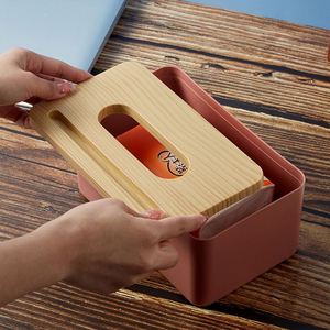Wholesale Wood Grain <b>Paper</b> Living Dining Room Plastic Storage <b>Tissue</b> Box Printing Advertising Logo - Product Image 4