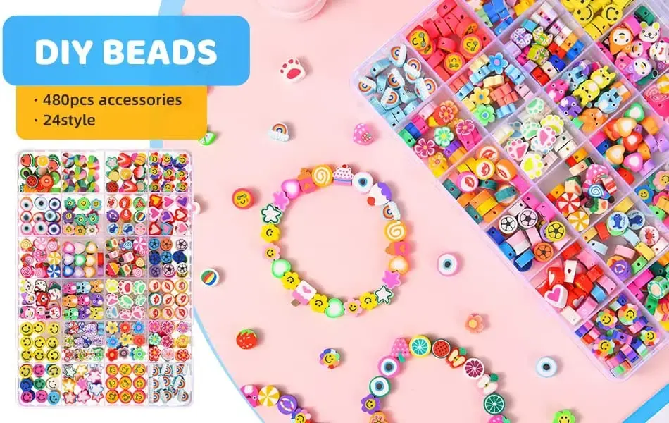 Handmade Clay Beads for Jewelry Making Cute Polymer Heishi Beads DIY Jewelry Accessories Toys for Kids and Girls