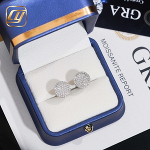 Boucles d'oreilles clous de luxe en moissanite plaqué or 18 carats, taille brillant rond, micro-pavé, forme boule, bijoux unisexe pour usage quotidien - Product Image 2