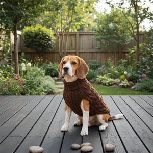 Pull pour <span class=keywords><strong>chien</strong></span> en tricot torsadé marron chocolat <span class=keywords><strong>fait</strong></span> <span class=keywords><strong>main</strong></span>, col roulé, pull chaud pour animaux de compagnie, <span class=keywords><strong>manteau</strong></span> d'hiver pour chiots de petite et moyenne taille - Product Image 4
