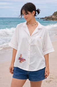 Camisetas de Algodón Titli para Mujer |   Camisa Bordada con Bolsillos |   Ropa de Resort y Casual - Product Image 5