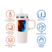 Gobelet isotherme de 14 oz avec poignée, mini tasse de voyage en acier inoxydable avec couvercle à paille, tasse de voiture à double paroi sous vide, vente en gros