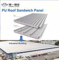 Panneau sandwich de toiture en PU imperméable pour la construction de hangars industriels et d'usines