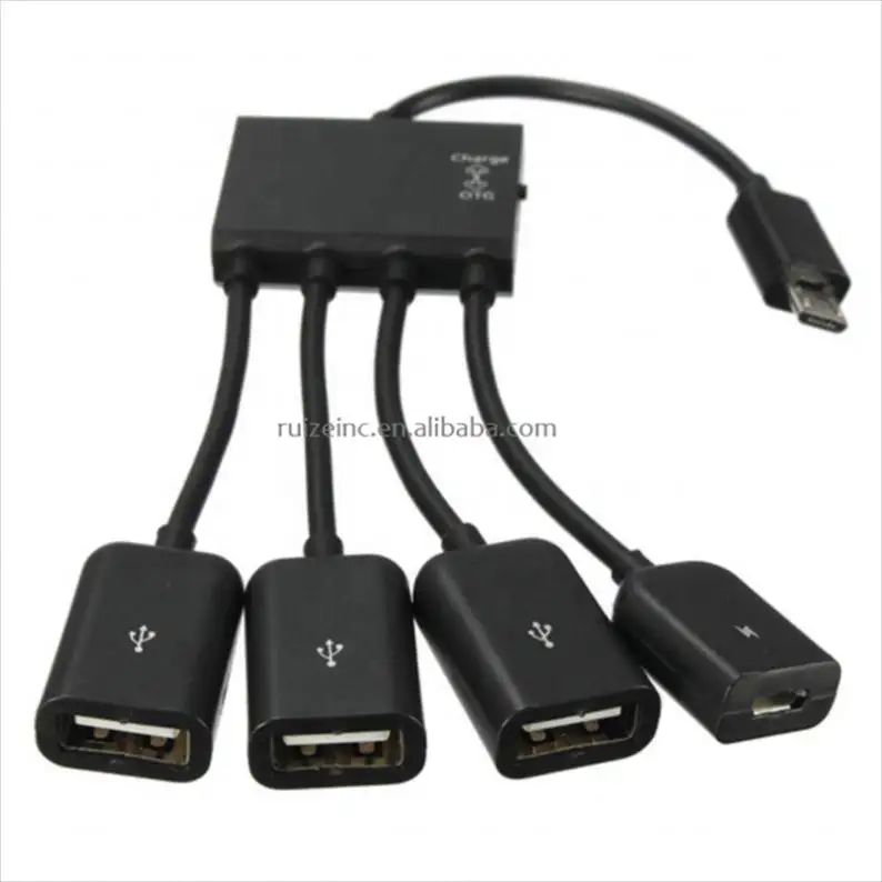 Hub Adapter Cable 4 In 1 Micro USB Power Charging Host OTG