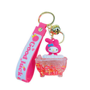 Kuromi mignon dessin animé en plastique liquide <span class=keywords><strong>sable</strong></span> bouteille sac à dos décoration petit cadeau-vente en gros mignon poupée porte-clés pendentif - Product Image 5