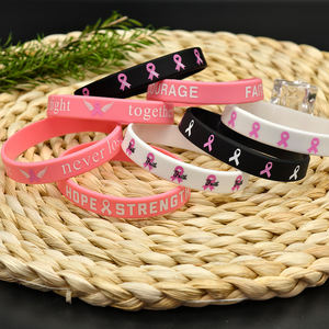 Fournisseurs de bracelets en silicone personnalisés pour la sensibilisation au <span class=keywords><strong>cancer</strong></span> du sein Bracelets en caoutchouc Hope Faith Strength Courage <span class=keywords><strong>cancer</strong></span> - Product Image 5