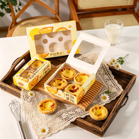 Ensemble de boîtes à tartelettes personnalisées, boîte à pâtisserie en papier OEM ODM avec fenêtre pour 2/4/6 cavités, emballage pour boulangerie