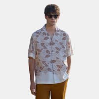 Chemise italienne décontractée pour homme, coupe ajustée, col cubain, imprimée, en rayonne, de qualité supérieure, personnalisée