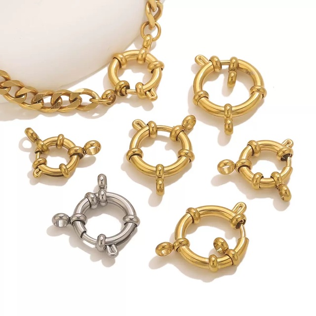 Stainless Steel 18k Gold Clasp Charm Open Spring Clasp for Diy Necklace Bracelet Jewelry Making Findings Accessories