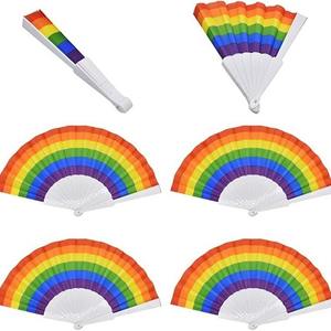 <span class=keywords><strong>Lot</strong></span> imprimé de logo personnalisé en gros Rainbow Pride Publicité Ventilateurs à main en plastique pliants portables - Product Image 1