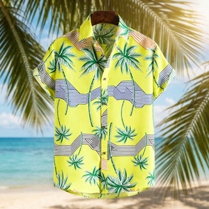 Chemise à manches courtes en tricot imprimé pour homme, confortable et décontractée, idéale pour les vacances à la plage, respirante, offre ODM - Product Image 3