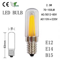 Ampoules LED tubulaires E14 E12 pour réfrigérateur, lampe de hotte, 110V 220V 0.5W, ampoule à filament LED à culot E14