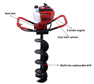 Taladro de tierra a gasolina de 62cc de grado industrial y bricolaje, con motor de 2 tiempos de acero inoxidable, para perforación de postes y suelo - Product Image 3