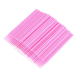 Plastic Pink Lash Micro Applicator Cosmetic Makeup Tool 100 Pieces Box Packed Disposable Ultra Fine Eyelash Extension Brush