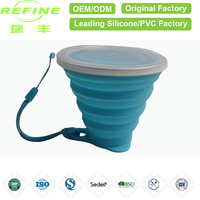 Gobelets pliables réutilisables en silicone de qualité alimentaire, petits et portables, 270 ml, compatibles lave-vaisselle/micro-ondes, avec couvercles