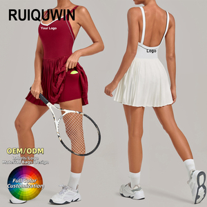 RUIQUWIN Grosir Setelan Olahraga Wanita Satu Potong Tanpa Lengan dengan Rok Berpocket Elastis Tinggi Cocok untuk Tenis Yoga Pakaian Olahraga - Product Image 1