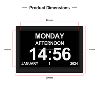 Pros jam Alarm kalender Digital 12 ", FHD tampilan besar jam peredupan otomatis tanggal non-langganan jam bekicot 76is