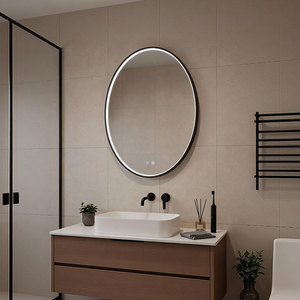 Miroir ovale minimaliste noir à LED, miroir de vanité tactile à LED, miroir de salon en gros avec éclairage LED - Product Image 2