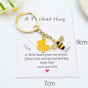 Portachiavi A Pocket Hug a forma di ape, ciondolo smaltato ape e nido d'ape/pozzetto di miele con anello portachiavi dorato, per regali di <span class=keywords><strong>amore</strong></span> e amicizia - Product Image 6