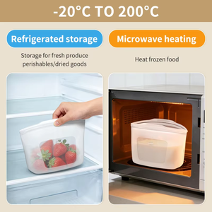 Sac de conservation alimentaire réutilisable 100% silicone, étanche, compatible lave-vaisselle, écologique, non toxique, récipient pour congélateur - Product Image 3
