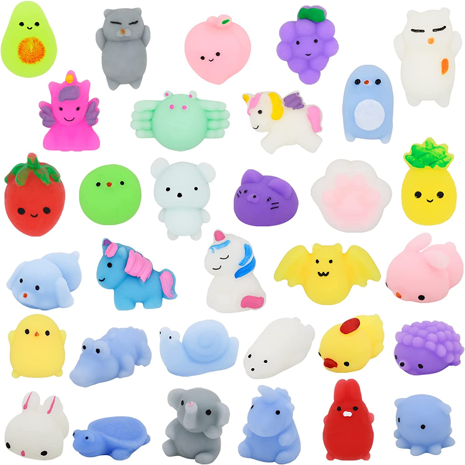 Сжимаемые игрушки, миниатюрные сжимаемые игрушки, детская игрушка для снятия стресса, недорогие сувениры для вечеринки, сжимаемые животные, фруктовый пакет для класса