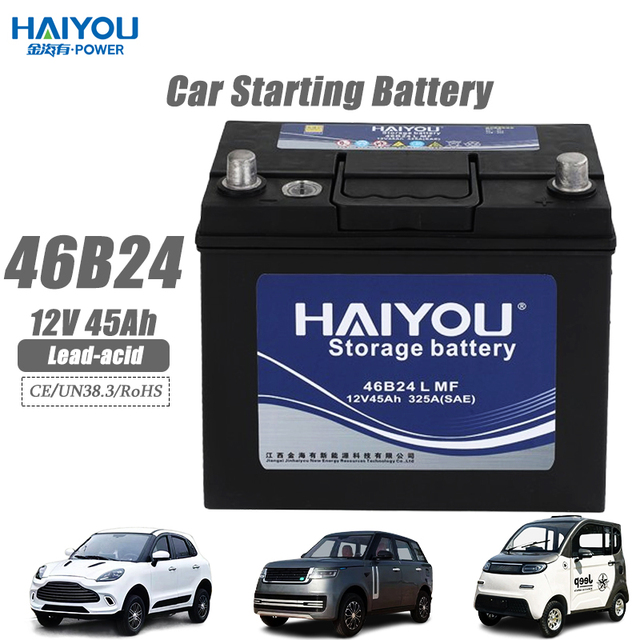 JHY 46B24 12V 45AH Sealed Lead Acid Car Battery-Durable Powerful 540W Portable Starter Battery