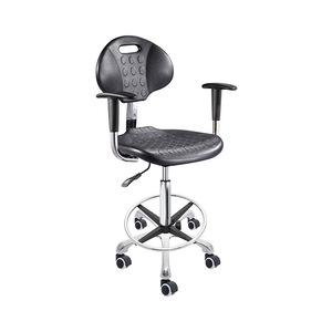 Hewei Industrial Chair PU Material Height <b>Adjustable</b> With Armrests And Casters For Cleanroom Hospital Lab Factory Use - Product Image 1