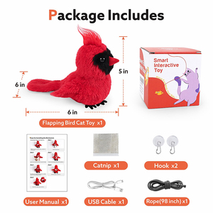Giocattoli per animali domestici che cinguettano gli <span class=keywords><strong>uccelli</strong></span> che sbattono giocattoli per esercizi con gatti interattivi realistici con cinguettio di <span class=keywords><strong>uccelli</strong></span> USB giocattoli automatici per gatti - Product Image 6