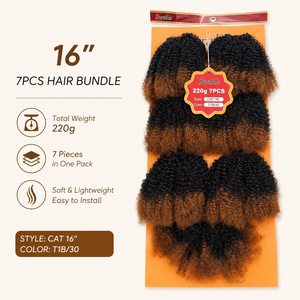 Set di 7 trecce all'ingrosso da 16 pollici, 220g, in fibra proteica colorata, ricci, ondulati, morbidi, naturali, tipo <span class=keywords><strong>Afro</strong></span> Marley Kinky Bulk Hair - Product Image 2