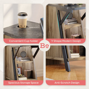 Soporte de noche con cargador inalámbrico moderno Kainice para <span class=keywords><strong>iPhone</strong></span> <span class=keywords><strong>Apple</strong></span> <span class=keywords><strong>Watch</strong></span>, mesitas de noche para dormitorio, sala de estar, diseño acanalado - Product Image 4
