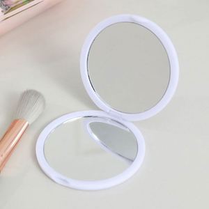 Magnet Switch Personalized <b>Plastic</b> Compact Double Sided Silver Finish Cosmetic Pocket <b>Mirror</b> with Magnifying Feature USA Mairun - Product Image 5