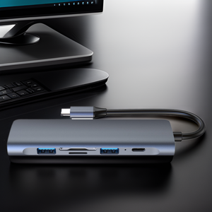 Adaptador Hub USB Tipo-C 6 en 1, 4K HDTV, Multipuerto USB 3.1, Aleación de Aluminio, 5 Gbps, PD100W, Lector de Tarjetas TF/SD, Macbook <span class=keywords><strong>Pro</strong></span>, <span class=keywords><strong>Windows</strong></span> - Product Image 3