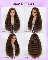 Cheveux vierges indiens NewWave brun chocolat, densité 200 %, sans colle, profonds, pour perruques avec couleurs mélangées et longueur moyenne