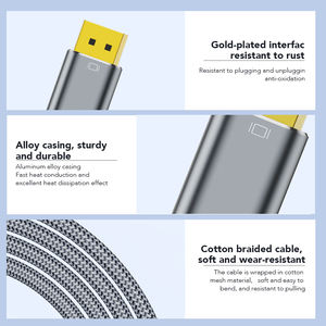 Câble adaptateur convertisseur A337-1 haute résolution 16K Ultra HD affiche DP 2.1 USB-C veste en PVC pour amplificateur de haut-parleur de moniteur - Product Image 4