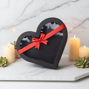 High quality gift <b>box</b> with <b>black</b> heart-shaped transparent window design, customizable according to needs - Product Image 3