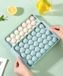 Gran oferta, molde de cubitos de hielo congelados para el hogar de grado alimenticio con tapa, molde redondo de silicona, cubitos de hielo para whisky