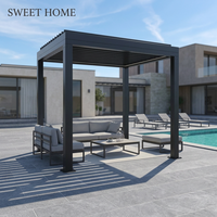 Pergola bioclimatique motorisée en aluminium de haute qualité, facile à assembler, imperméable, pour terrasse extérieure, à lames orientables