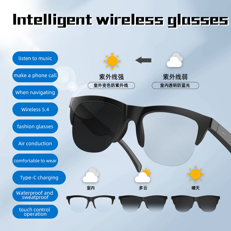 Smart Audio Glasses Waterproof Design Camera