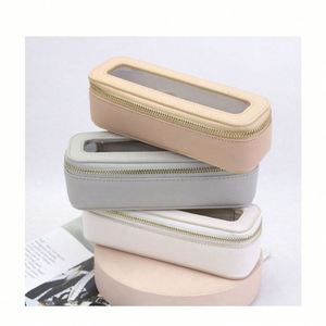 Large-Capacity PU Leather Travel Toiletry Bag Fashionable Multi-Purpose <b>Case</b> Letter Pattern Waterproof <b>Makeup</b> Tool Storage Bag - Product Image 2