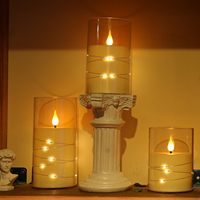Lilin LED Tanpa Api TSINYE dengan Lampu String Berkelap-kelip untuk Dekorasi Pernikahan, Pesta, Hotel, Lampu Hias