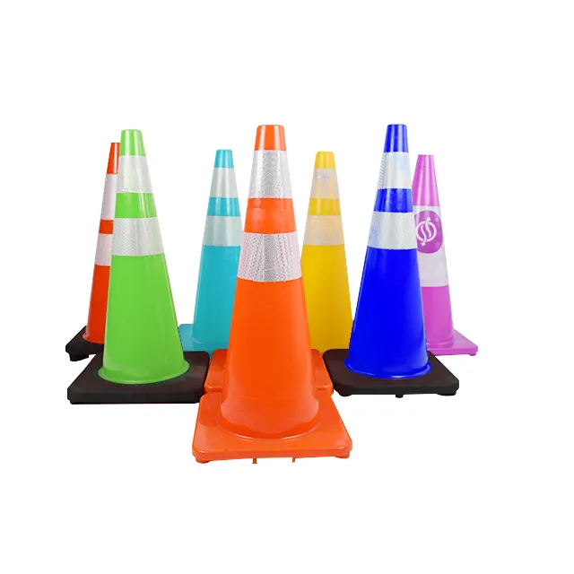 Cone de tráfego colorido de pvc, aviso de tamanho diferente