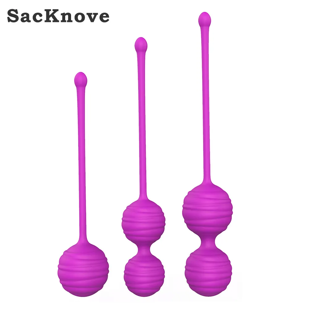 SacKnove da donna 3 pezzi Kit di sicurezza in Silicone Smart Ben Wa Geisha macchina per esercizi di sesso vaginale giocattoli femminili Kegel palla per il serraggio