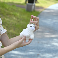 8cm mignon ours blanc poupée en peluche porte-clés jouets ours polaire pendentif porte-clés Mini peluche jouets sac bijoux sac pendentif à breloque