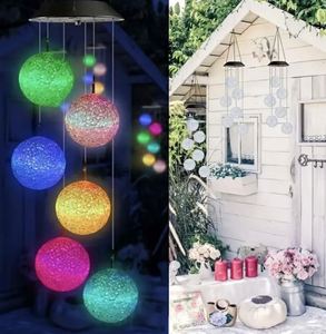 Solar <b>LED</b> Wind Chime Color-Changing Plastic Crystal <b>Ball</b> Patio Outdoor Mobile Hanging Light Porch/Deck/Garden Iron Craft Yard - Product Image 2