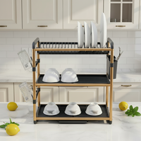 Égouttoir à vaisselle moderne à 3 niveaux en aluminium pour cuisine, organisateur de bols, vente en gros