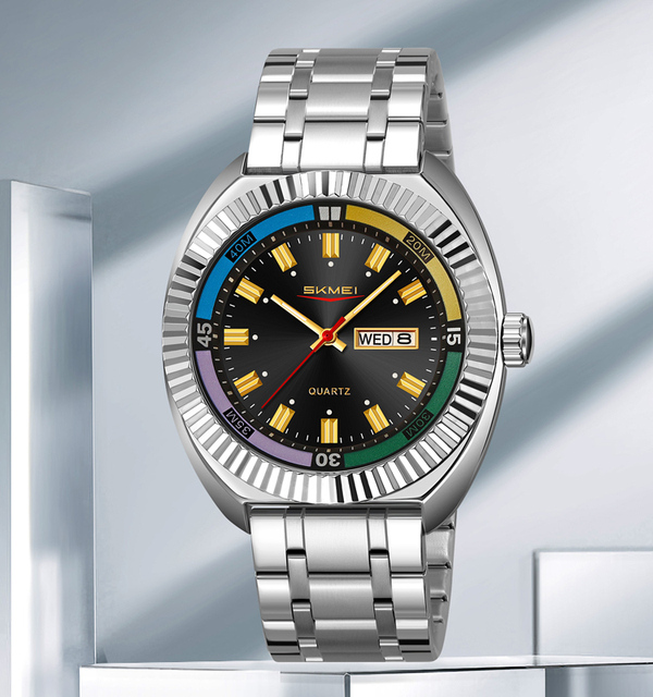 Watch Factory Customized logo SKMEI 9353 Waterproof Analog Quartz Stainless Steel Watches for Men Wholesale
