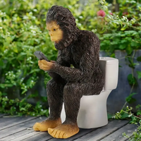 Ensemble de toilettes en résine amusant avec un design de téléphone portable - Décoration de mode peinte à la main pour le jardin et la cour