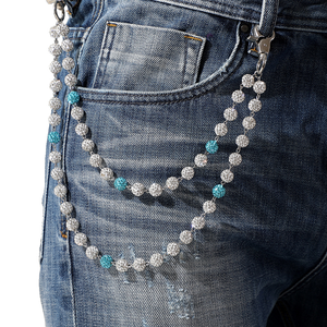 Glänzende Hip Hop Schmuck Brieftasche Kette Disco Ball Ton Strass Rosenkranz Perlen Tasche Hosen Jeans Mode Gürtel Body Chain Halskette - Product Image 5