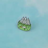 Broche DIY créative en denim, édition commémorative « Sommet de Montagne » en nickel noir, motif « Sommet de Neige à Trois Doigts », best-seller